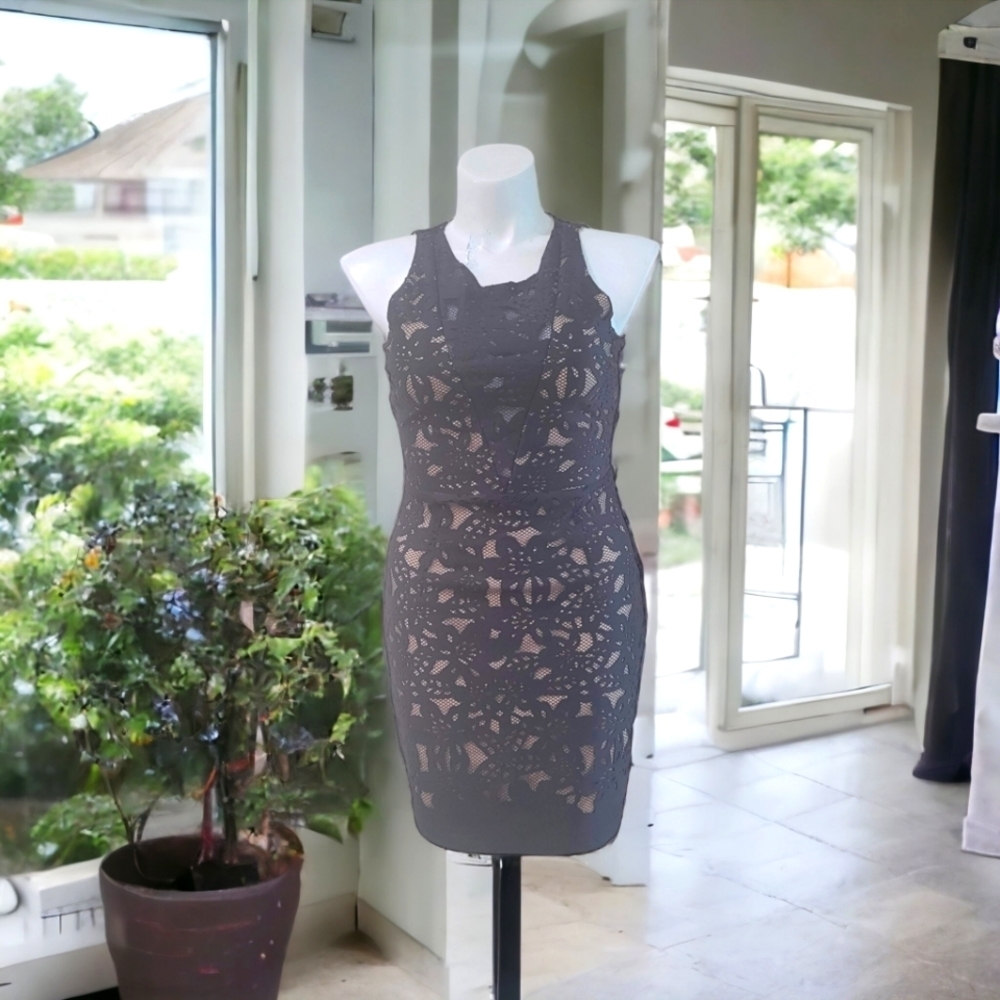 Badgley Mischka Black Lace Dress Sz 12